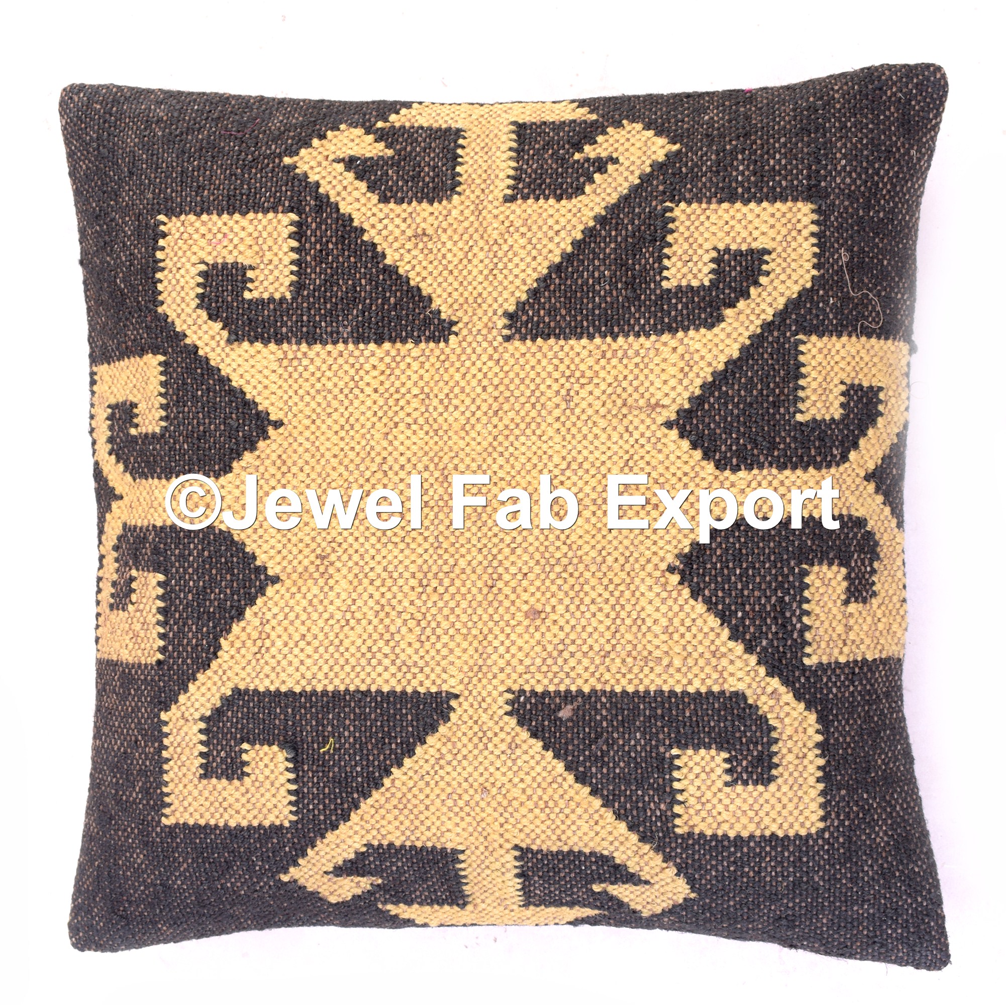 Indian Jute Pillow Cover Rustic Floor Cushion Ethnic Back Rest Sofa Sham 4 Pcs Boho Pillowcase 18 Inch Handwoven Decorative Cushion Hippie