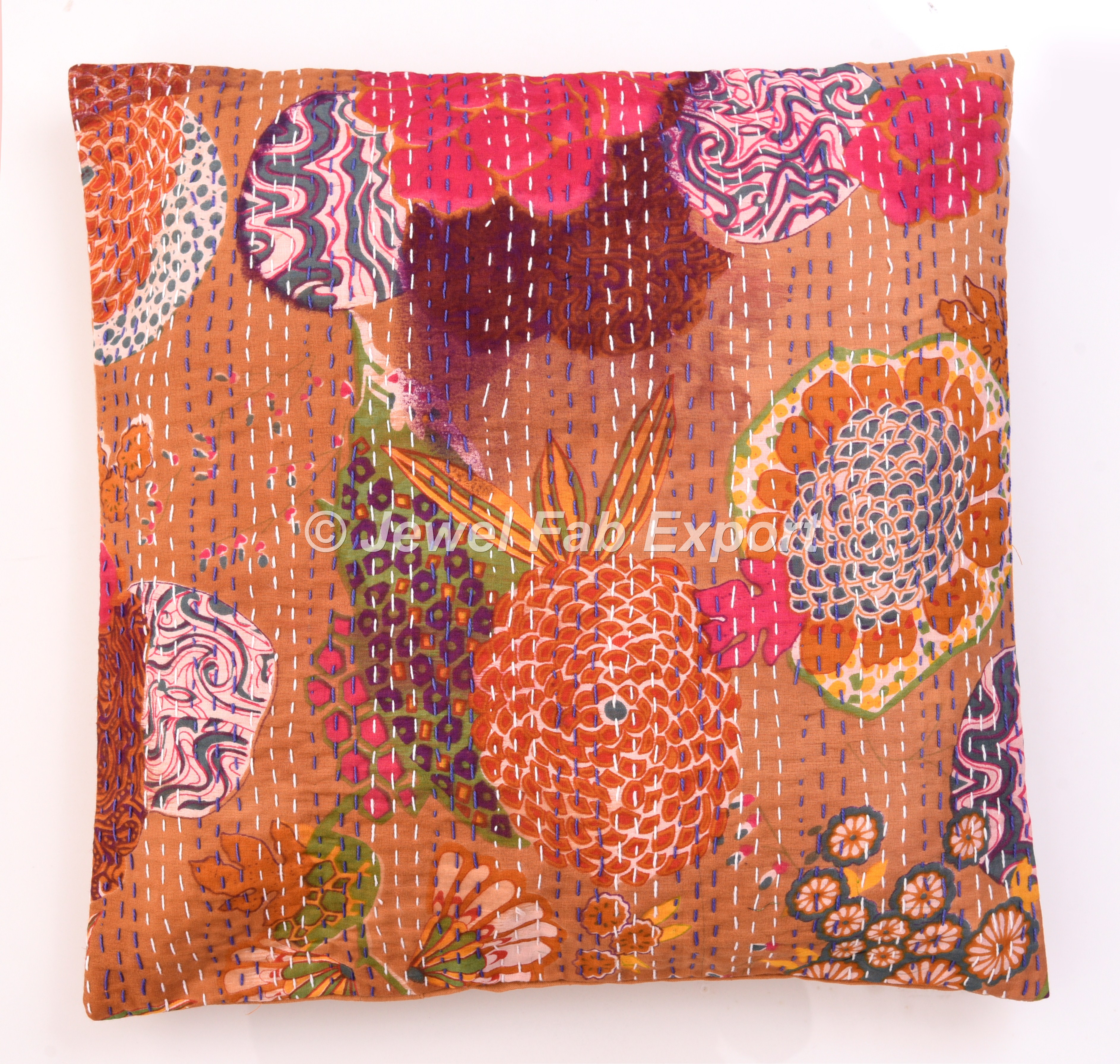 Details about   30X30X4" New Indian Square Handmade Home Décor Kantha Cushion Cover 100% Cotton 