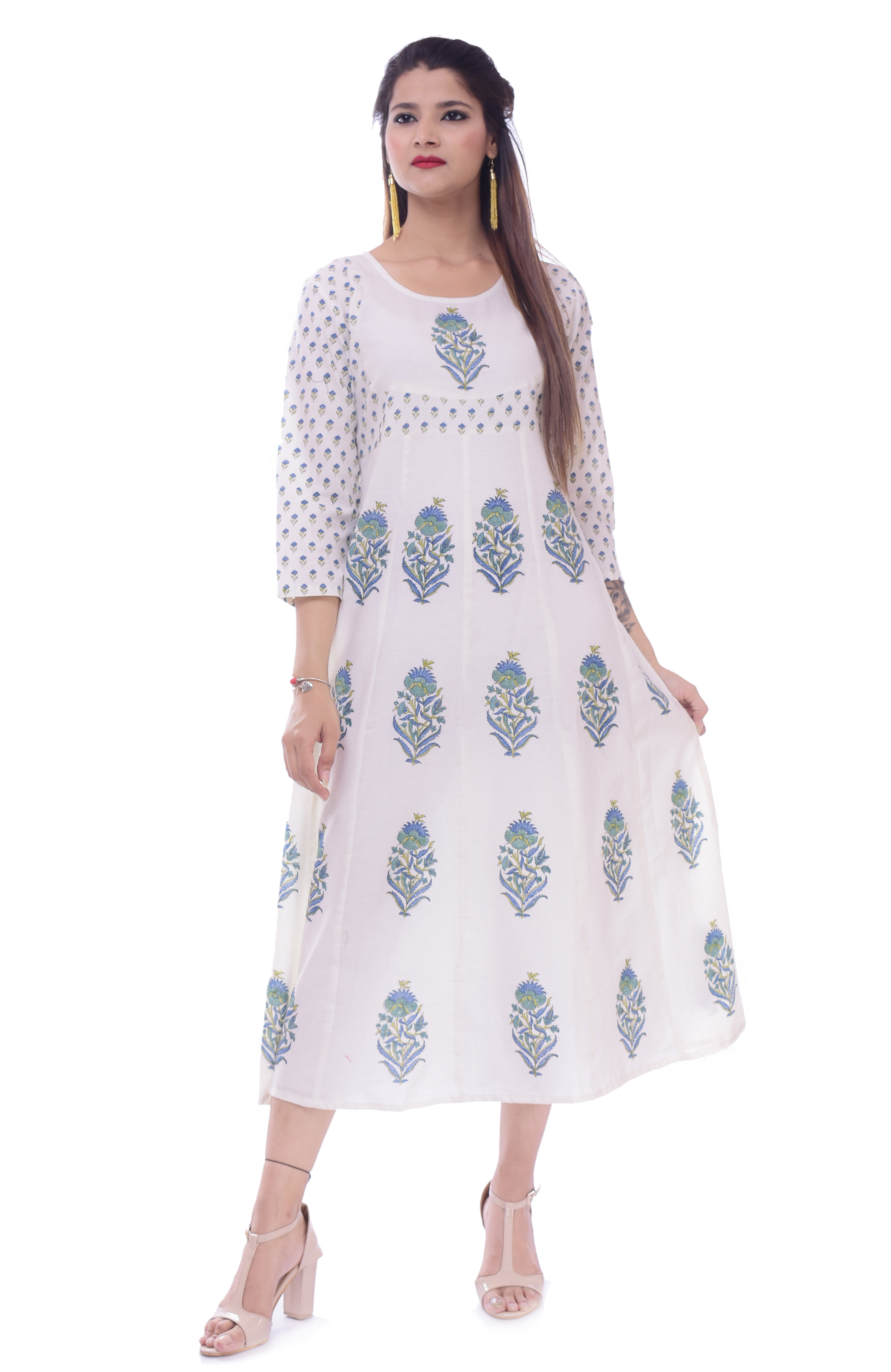 Buy LSV Women Printed Pure Cotton Anarkali Kurta/Flared Kurti |Long  Anarkali White Gown Kurta for Women (XX-Large, White_D-03) at Amazon.in