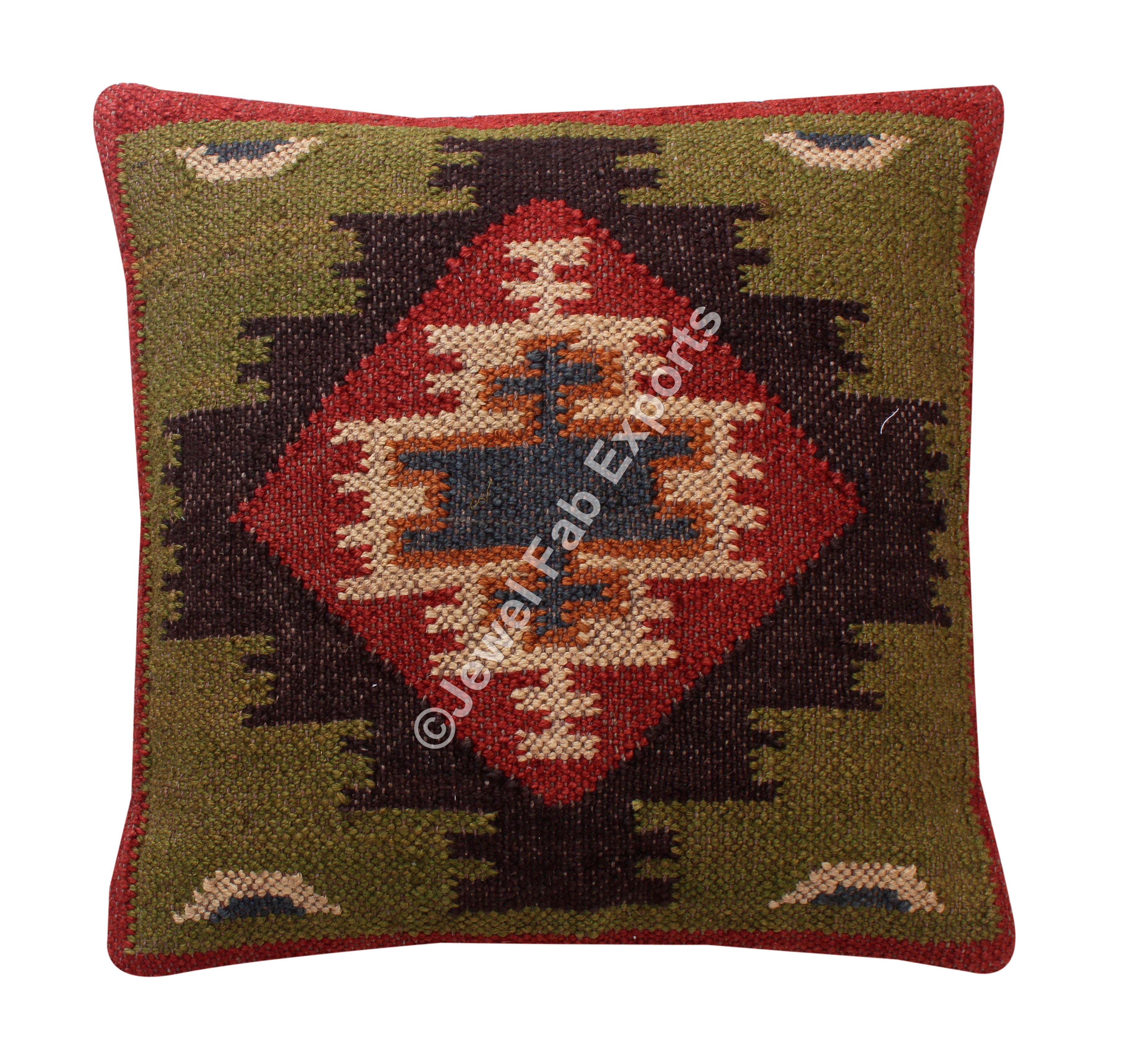 Set of 3 wool Jute Kilim Cushion Cover Hand-woven Throw Indian Pillow Boho 3009 