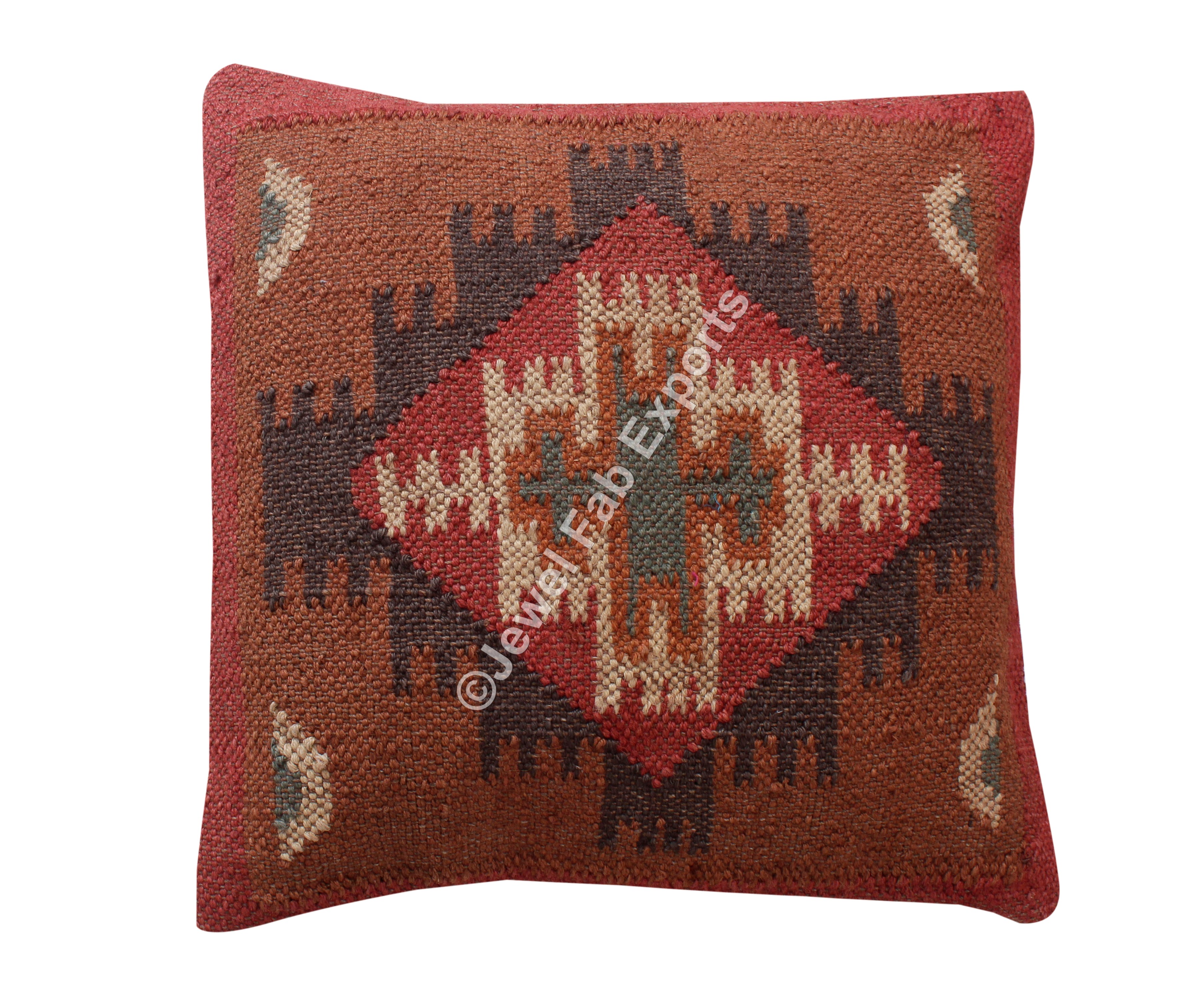 Indian Handwoven Kelim Cushion Cover 18x18 Decorative Jute Square Pillow Cases 
